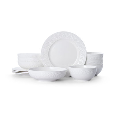 Pfaltzgraff Haisley 12-piece Porcelain Dinnerware Set, Service For 4 In White