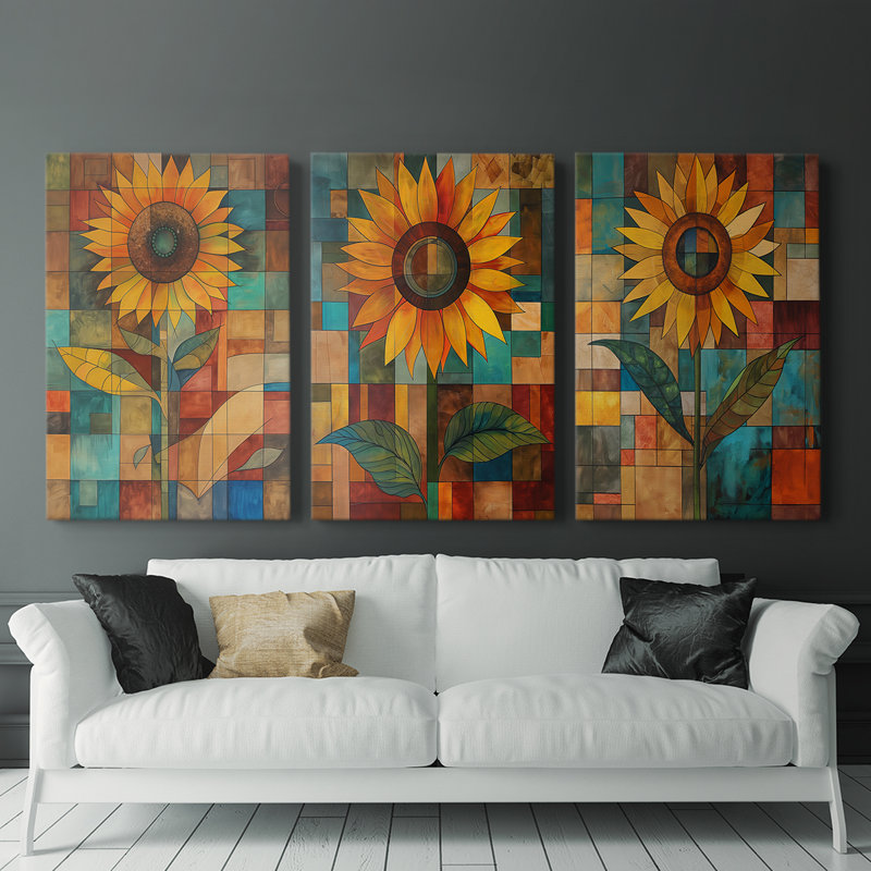 Série d'étude florale CLXIV - ensemble de 3 toiles tendues avec châssis - prêt à être accroché, H 27 po x l 18 po