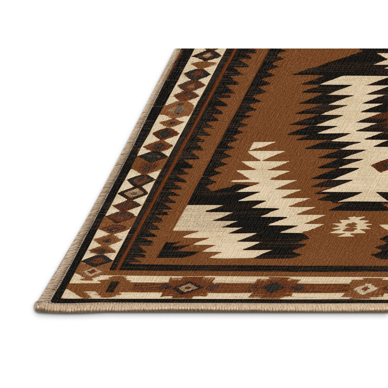  Washable Cowboy Boot Print Southwestern Area Rug, Rectangle 6' x 9'