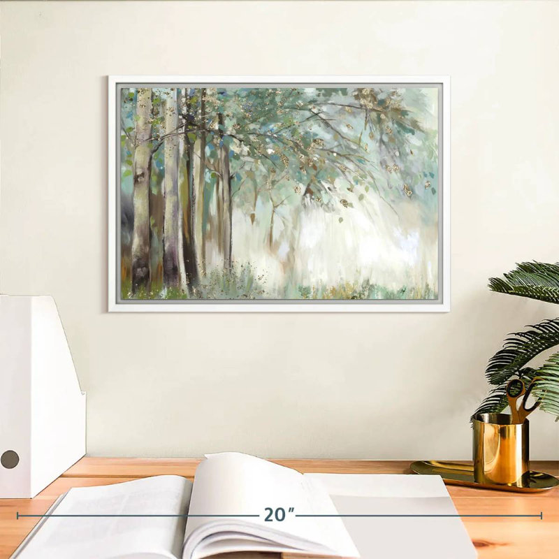 Feuilles d'argent, Cadre flottant blanc, 13 po x 9 po