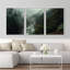 "Misty Forest Landscape", "Hazy Moody Dark Green River Nature", Tranquil Panoramic Modern Rustic Woodland Wall Art-91258537-119385154