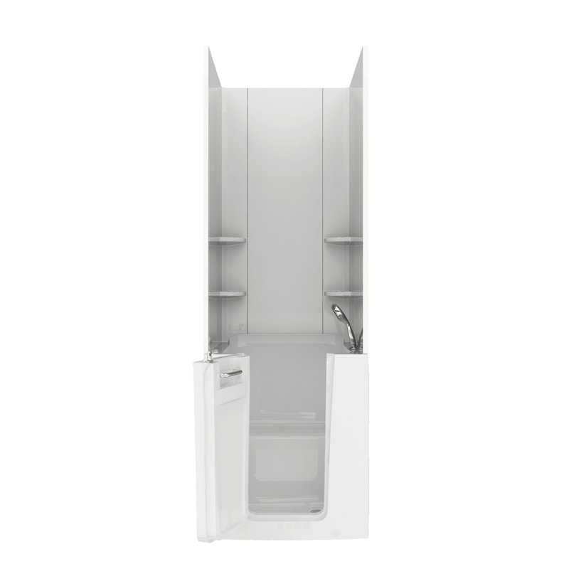 Tub'n Wall Series 32" x 37" Left Side Drain Air Jetted Bathtub in White with Smooth Shower Wall Kit, Chorme, Right