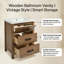 Meuble-lavabo moderne 24 po avec lavabo en céramique, meuble de rangement autoportant à 3 tiroirs et meuble-lavabo compact en bois naturel