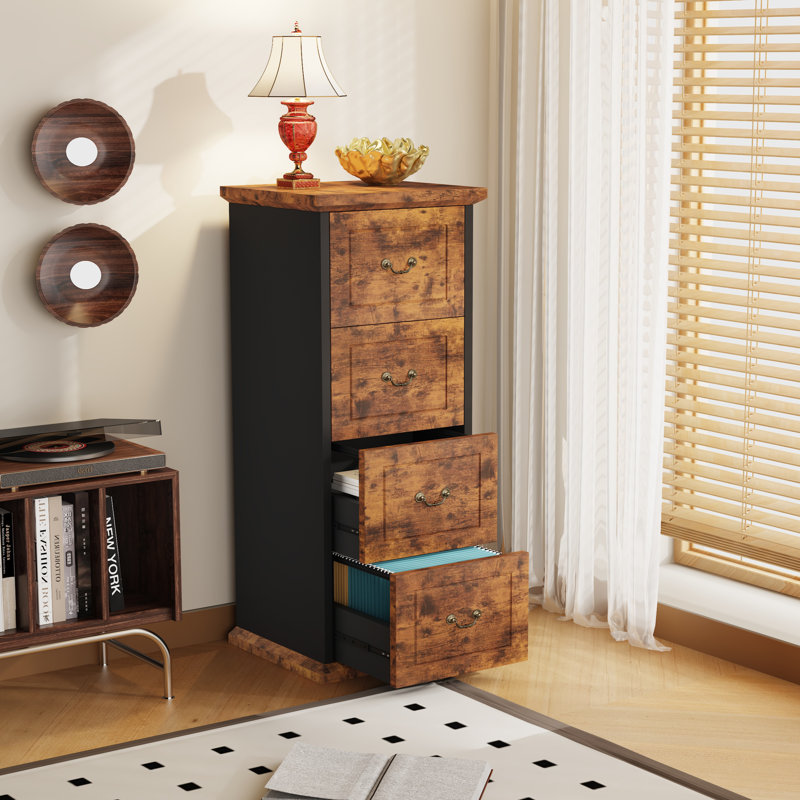 Wylde 21.26'' Wide 4 -Drawer File Cabinet, Rustic Brown/Black