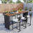 7 Pieces Rectangle Outdoor Patio Bar Dining Set with Teak Table and Chairs for 6 Person
