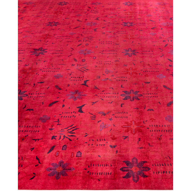 Overdyed Hand-Knotted Wool Modern-Contemporary Red Area Rug 12' 1" x 17' 9"