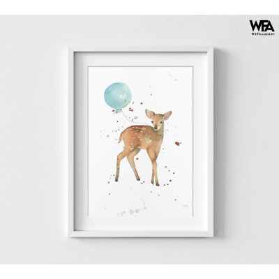 Reproduction d'affiche de garderie de bébé chevreuil, affiche aquarelle fauve forêt, cadeau mignon pour la douche de bébé, nouveau neveu sur le lit de bébé