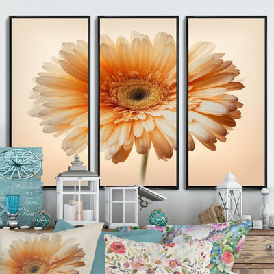" Orange Gerbera Flower V " 3 - Pieces