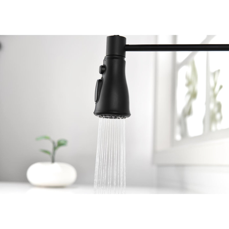 Robinet de cuisine tactile rétractable noir mat, matériau en acier inoxydable, 3 réglages d'eau, rotation de 360 buses, contrôle simple de la température et du débit, robinet à capteur de mouvement noir avec, buse pivotante, sorties,