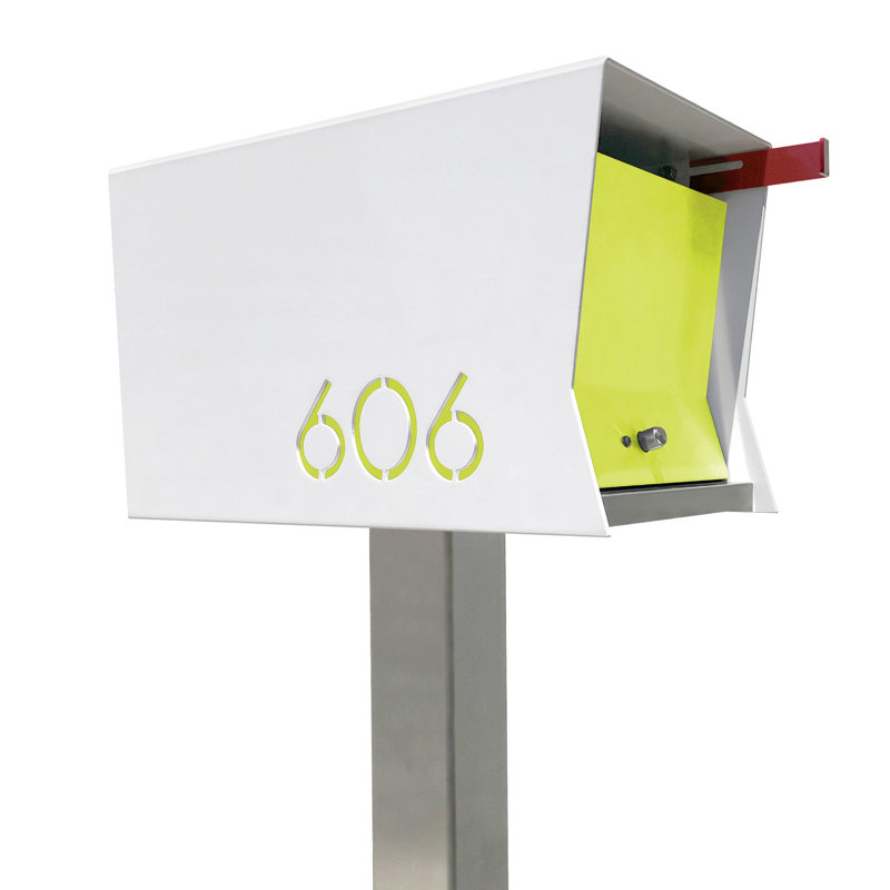 Boîte aux lettres sur poteau RetroBox, White/Lemon Lime, Oui