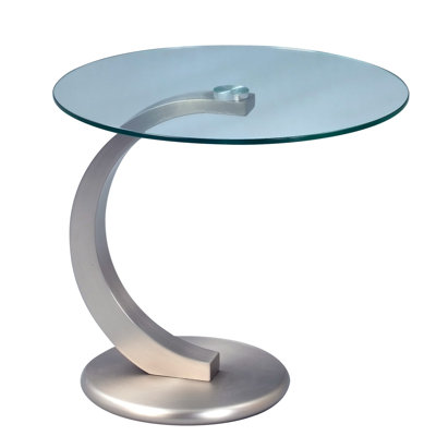 Wanger Glass Top Pedestal Round Side Table