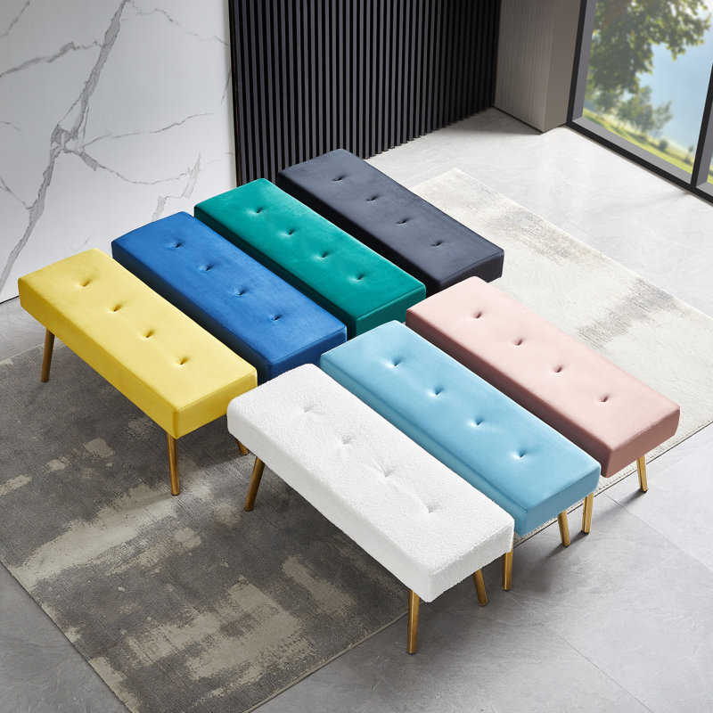 Banc long avec banc et tabouret, Bleu