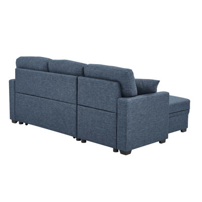 Canapé modulaire en lin mélangé avec lit escamotable et rangement pour chaise longue