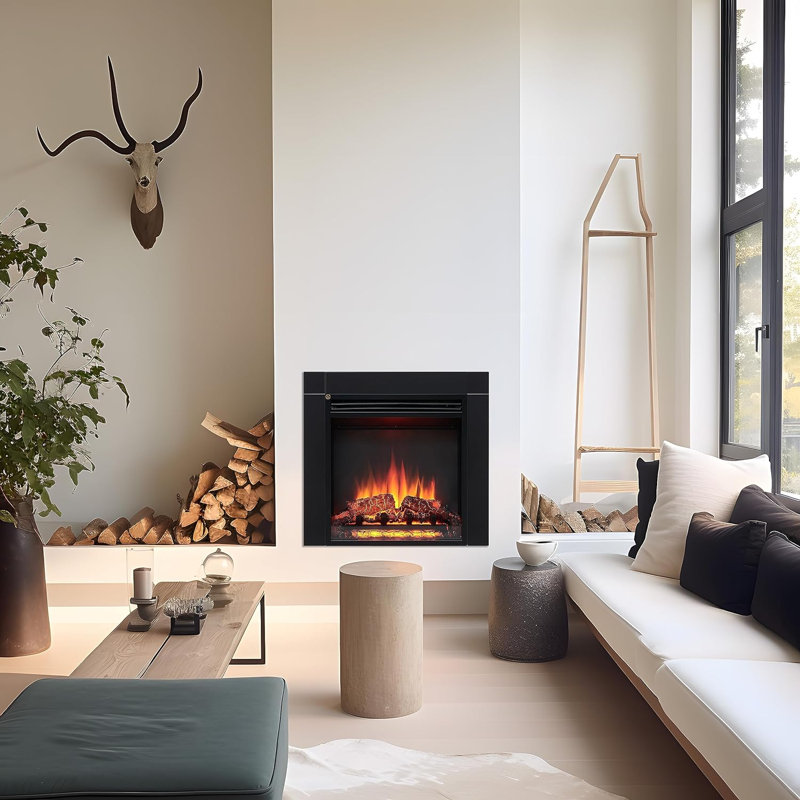 FLAMME Recessed Wall Mounted Electric Fireplace Insert, 55.5cm H x 55.5cm W x 60cm D