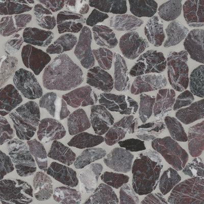 Waterbrook 12" x 12" Medium Sliced Pebble Mosaic Tile in Rosso Levanto