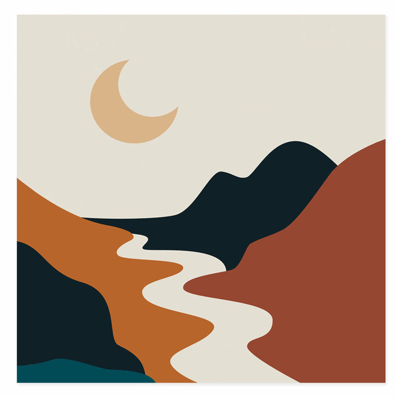 «Landscape and Nature Boho Moon Bohemian», reproduction d'art sans cadre, H 10 po x l 10 po
