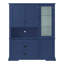 Très grand armoire de cuisine sur pied 63,3 "avec rehausse, 3 tiroirs, tablette à micro-ondes et tablettes réglables - bleu marine-121081881