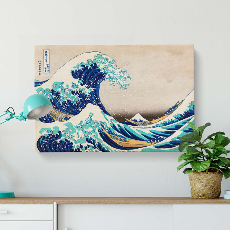 The Great Wave Off Kanagawa by Katsushika Hokusai - Wrapped Canvas Painting, 60cm H x 91cm W x 3cm D