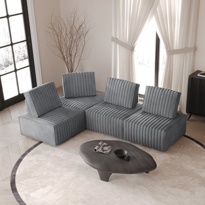 Ensemble de 4 chaises modulaires rembourrées en velours