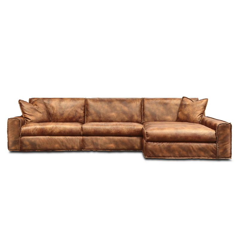Canapé et méridienne de 90 po de large Melrose, Orienté à gauche (vu de face), Cuir véritable Red Canyon Legends