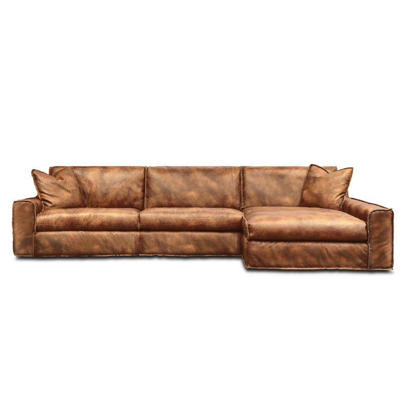 Melrose Chaise Sectional, Left Hand Facing, Moccasin Legends Genuine Leather