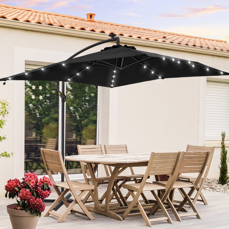 Parasol de marché carré lumineux 8 pi 2 po Moncerath, Noir