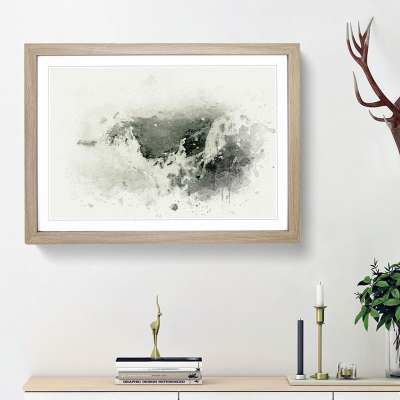 The Jurassic Coast in England in Abstract - Picture Frame Painting Print, 62cm H x 87cm W x 2cm D, Oak Framed