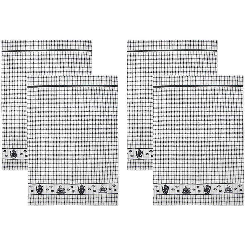 Cotton Jacquard Tea Towel Kitchen Towel, Black