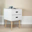 Nitul Bedside Table with 2 Drawers, Wooden Legs, End Side Sofa Tables Bedroom Living Room