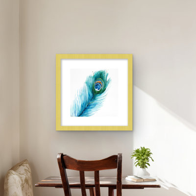 «Long Peacock», reproduction encadrée de turquoise romantique