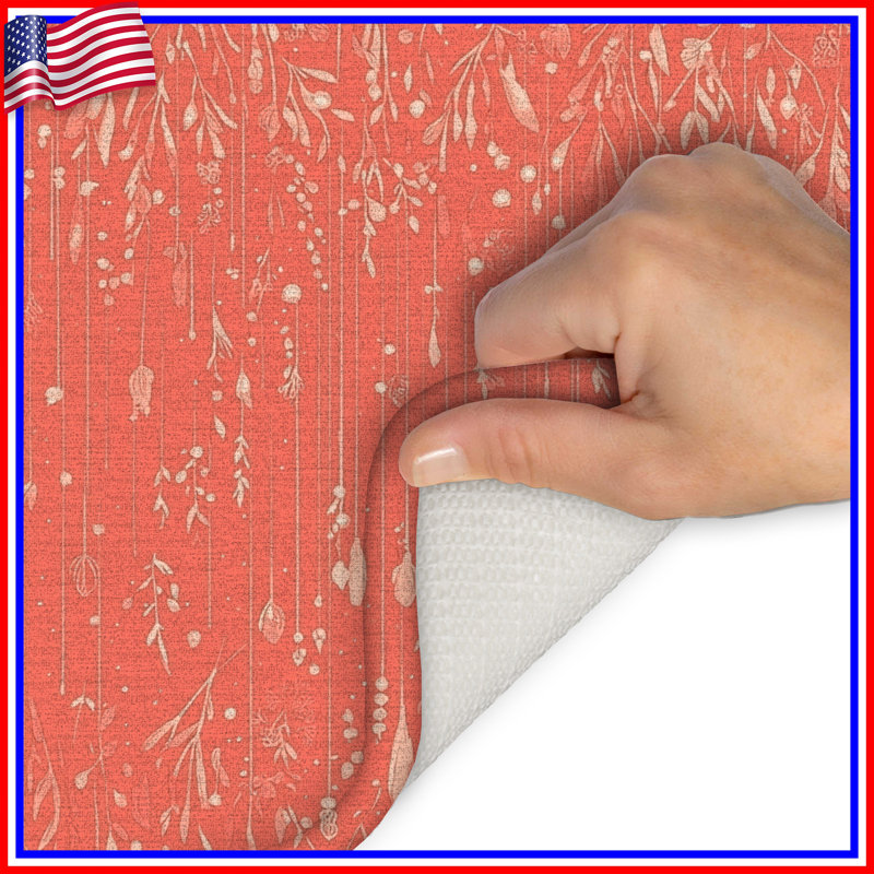 Tapis de bain floral, Simple - L 17 po x l 24 po, Floral orange