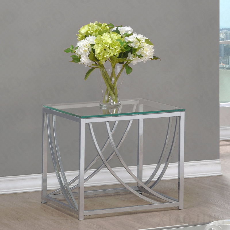 Chrome Square Glass Top End Table