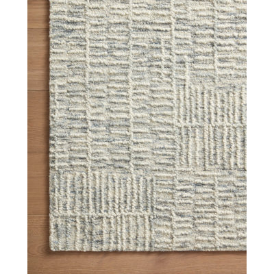 Tapis bleu ciel / ivoire en laine touffeté à la main Shesla