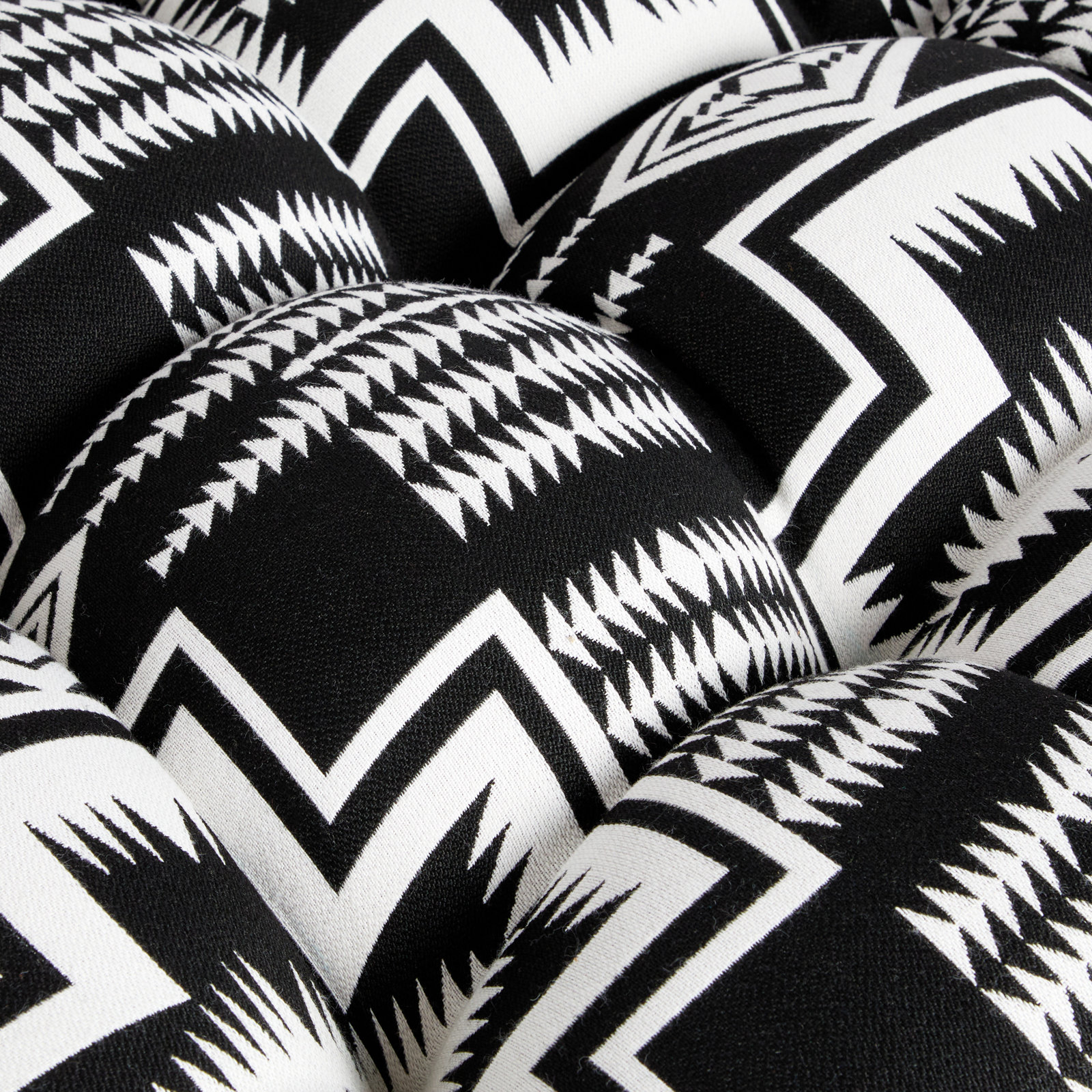 Sunbrella Outdoor Geometric Tufted Floor Pillow Single, Black/White Geometic Shapes