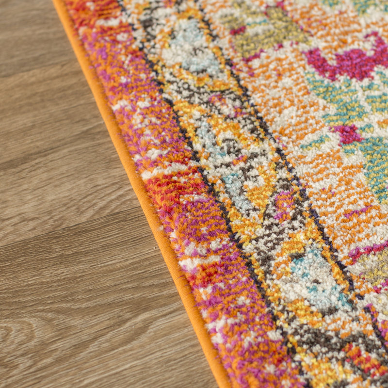 Almyra Oriental Area Rug, Runner 2'2" x 22', Light Blue/Fuchsia