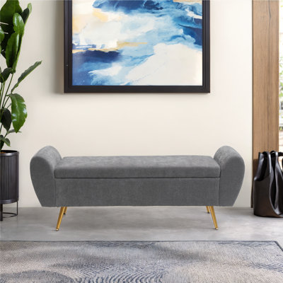 Banc de rangement rembourré avec accoudoirs l 55 po Shaneta