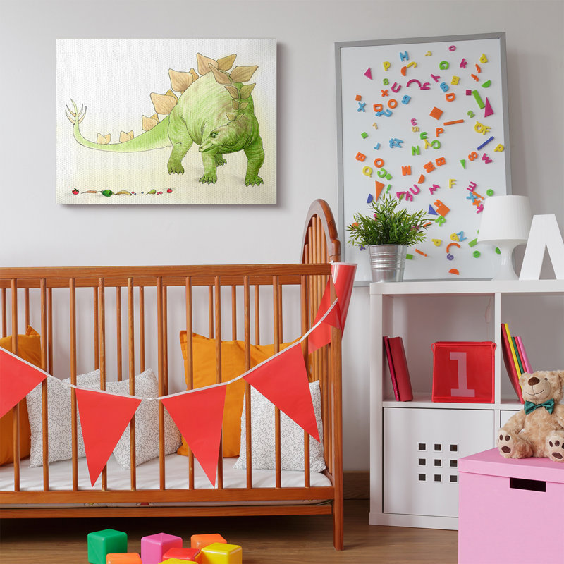 Ramsel, dinosaure et fruits, Toile tendue, H 30 po x l 40 po