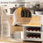Buffet buffet, armoire de cuisine de 54 po avec lumières à DEL et portes en verre arquées, armoires de bar hautes avec tablettes réglables, support à vin et table de rangement pour la salle à manger-38198175-51501114