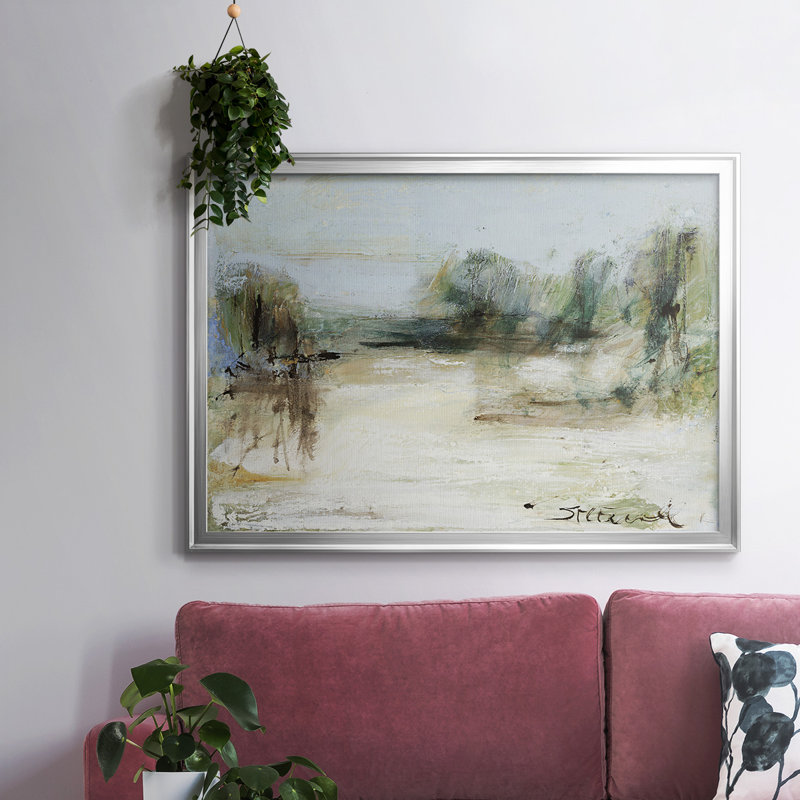 Toile tendue encadrée Wintery Horizon III, H 30 po x l 44 po x P 1,5 po, Argent