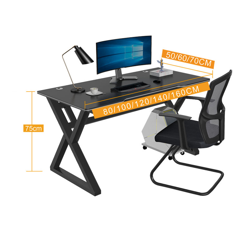 Naeli Rectangle Computer Desk, Black, 29.52cm H x 47.24cm W x 23.62cm D