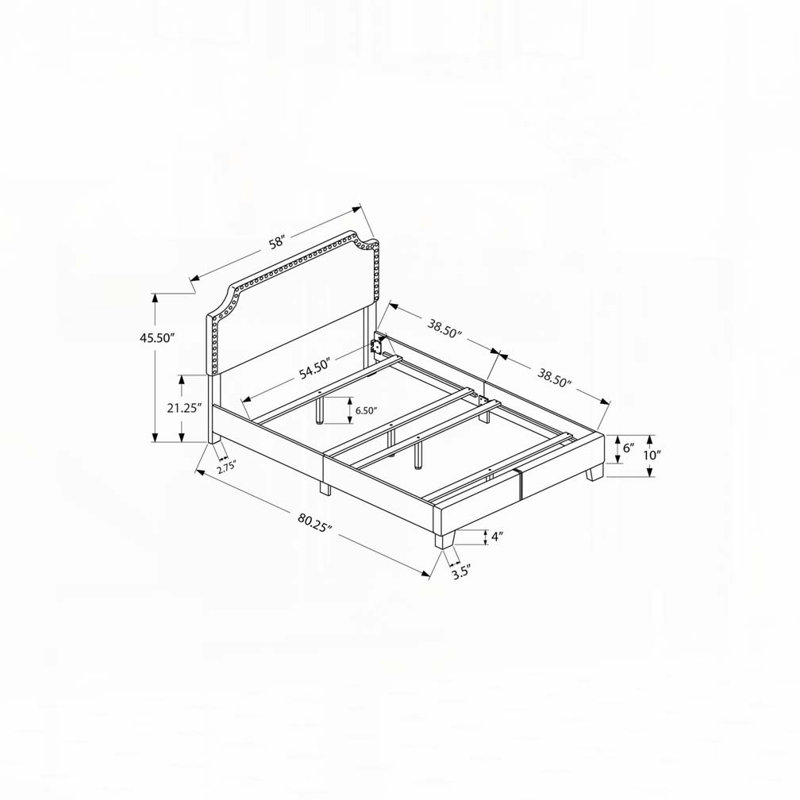 Lit plateforme en tissu d'ameublement