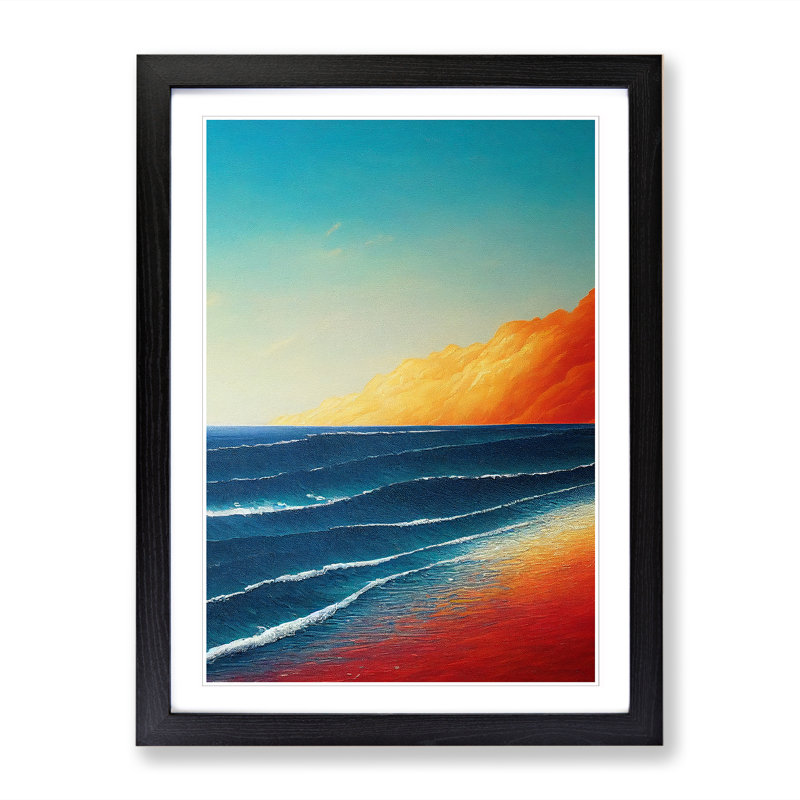 Seascape - Single Picture Frame Painting, 34cm H x 25cm W x 2cm D, Oak