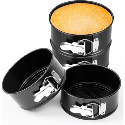 4 Pcs 6 Inch Non Stick Springform Pan with Removable Bottom Carbon Steel Cheesecake Pan Round