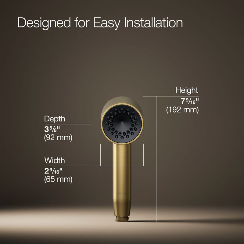 Statement Single-Function Iconic Handshower, Vibrant Brushed Moderne Brass