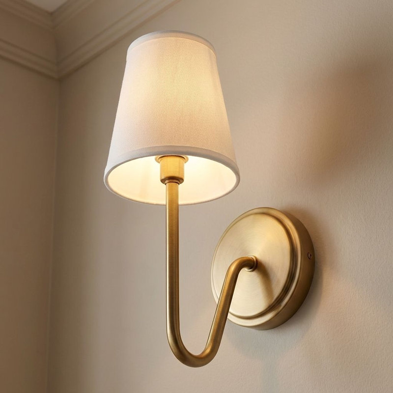 Applique murale 1 lumière Meridian en laiton naturel, Laiton naturel