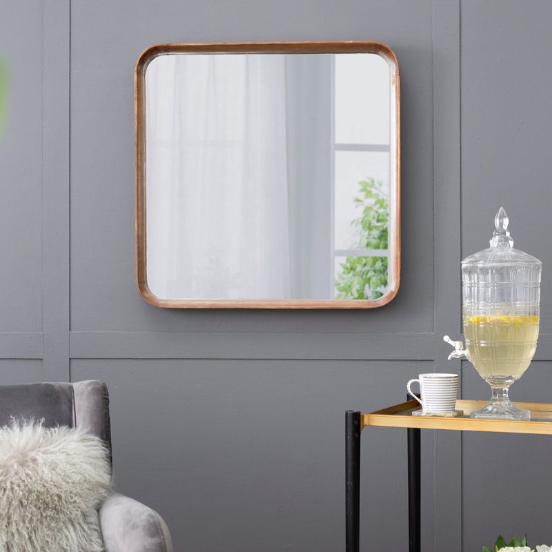 Miroir carré 32 po x 32 po avec cadre en bois, miroir mural pour vestibule de salle de bain