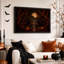 «Jack O Lanterns At Haunted Gate with Bats Under Halloween», art mural sur toile-438834150