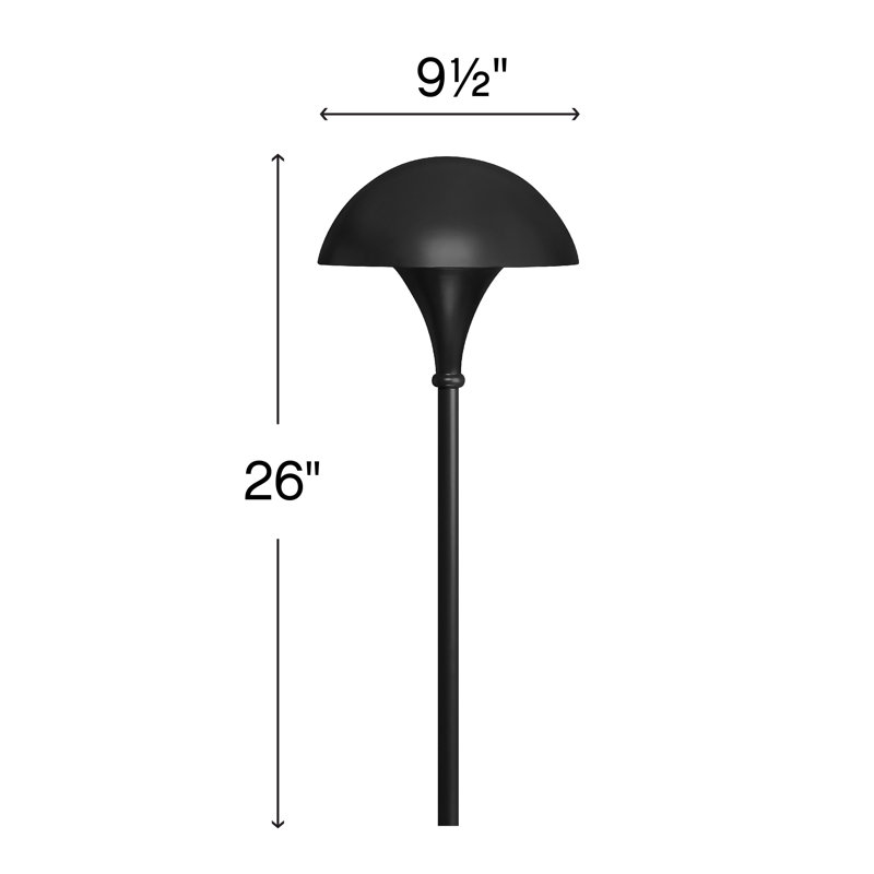 Mushroom Incandescent Hardwire Pathway Light, Black