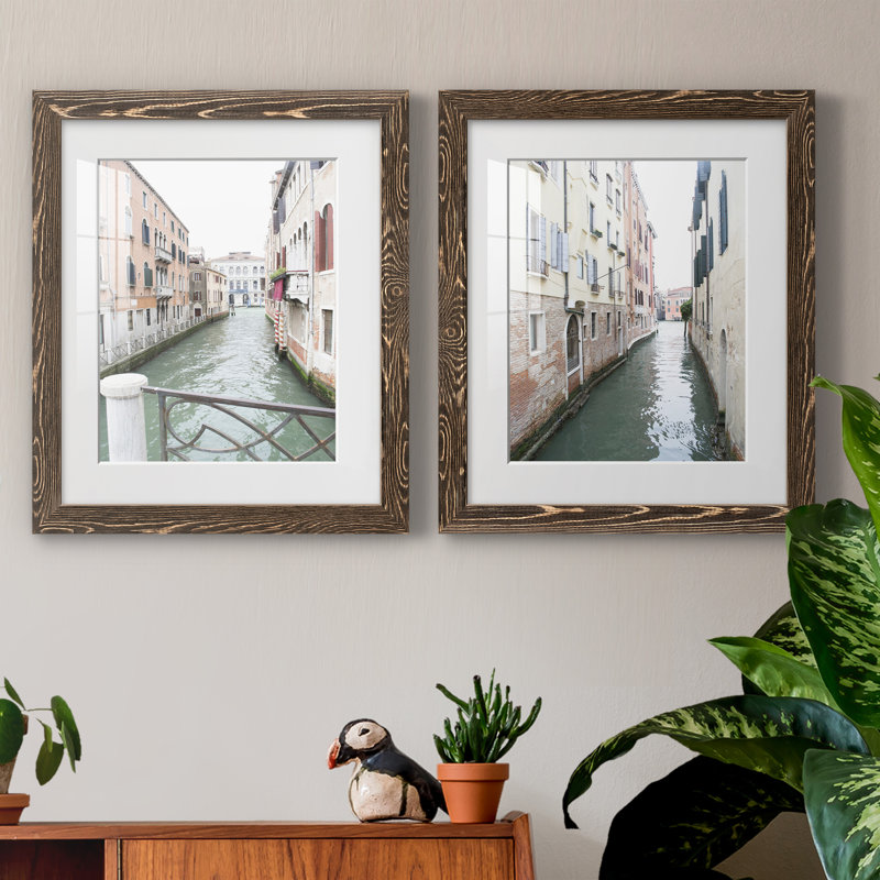 «Venice Canal I», ensemble de 2 reproductions de photos, H 20 po x l 34 po x P 1,5 po, Papier, cadre noyer