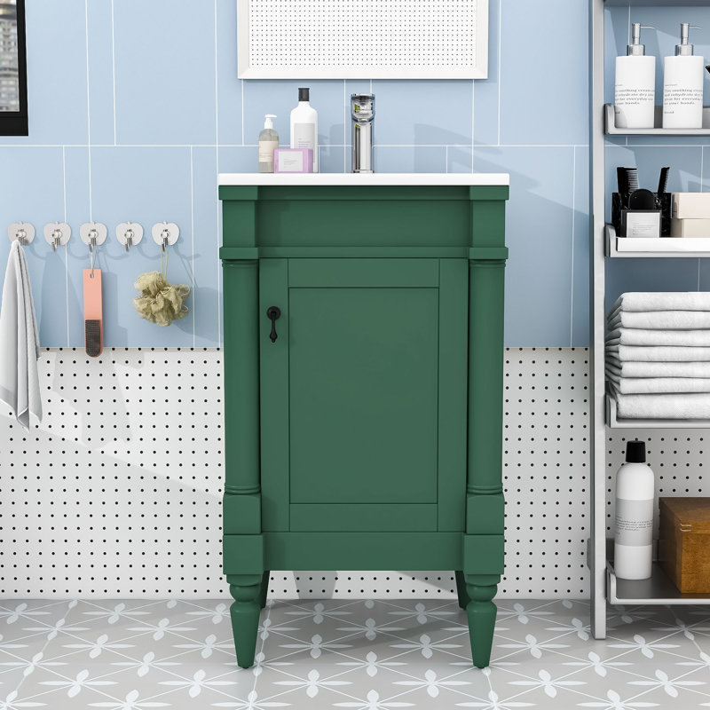 Meuble-lavabo de 18 pouces avec lavabo peu encombrant - élégant, Vert